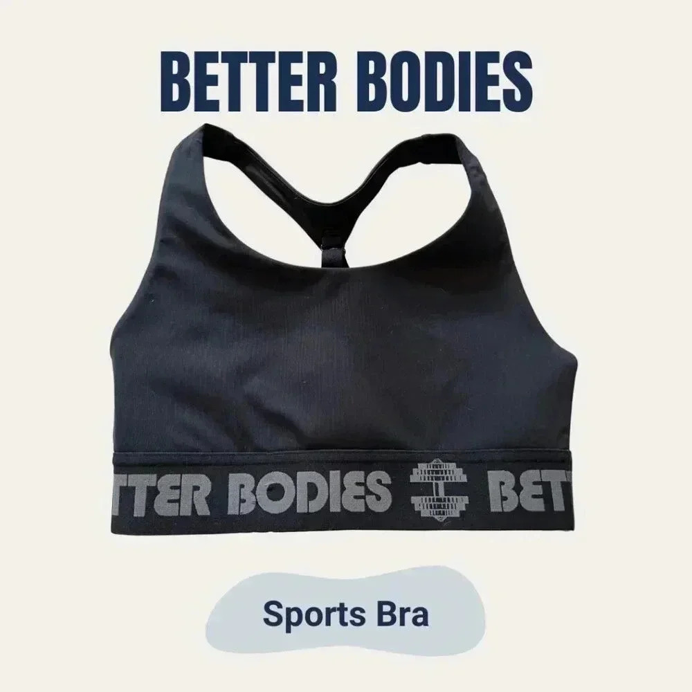 Better Bodies Sports Bra Black Racerback Athletic Bra Size S